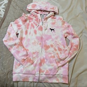 VS pink tie dye zip up sweater
